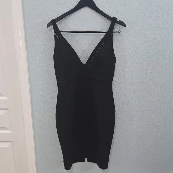 ELIZABETH AND JAMES BLack Suzi Drop-Stitch Sheath Dress Sz 10 - Picture 3 of 14